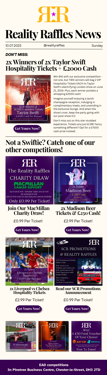 Reality Raffles Email
